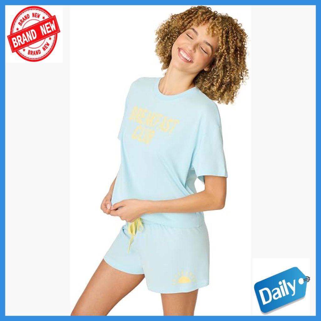 Oversized Tee And Lounge Shorts Pajama Set, Medium, Cotton Modal